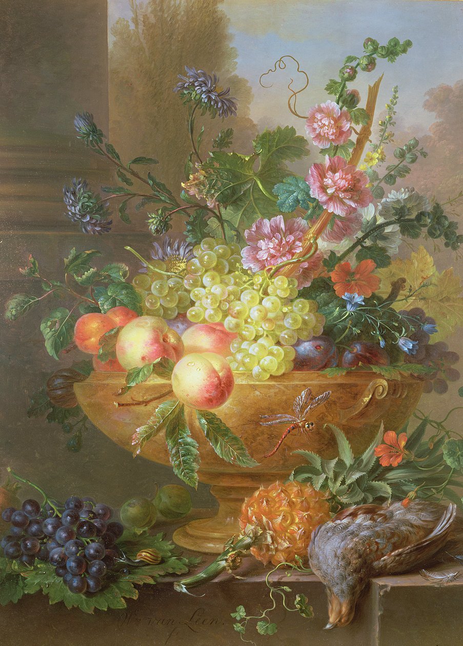 Still Life of Fruits and Flowers by Willem van Leen