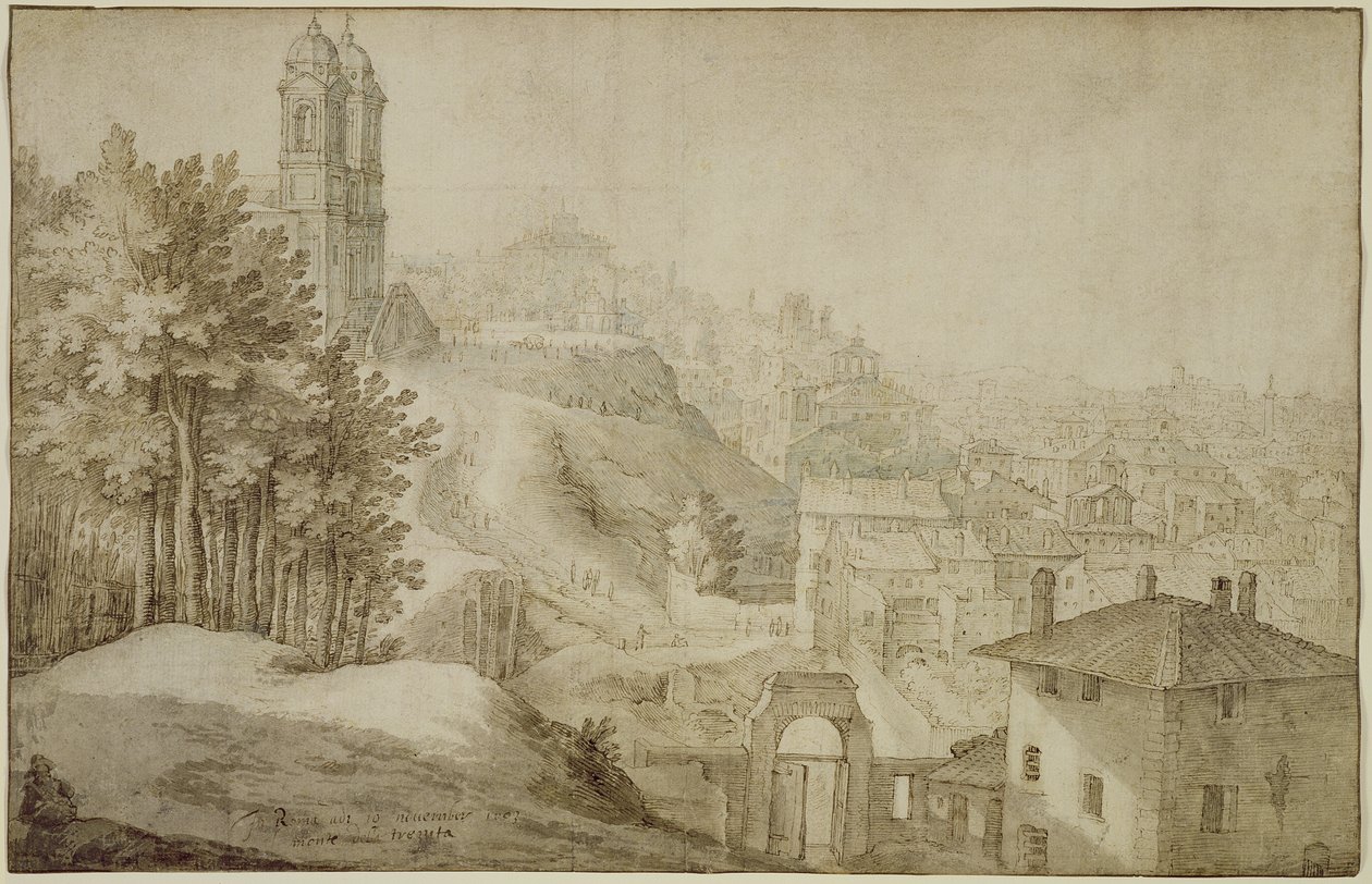 View of Trinita dei Monti, Rome by Willem van Nieulandt