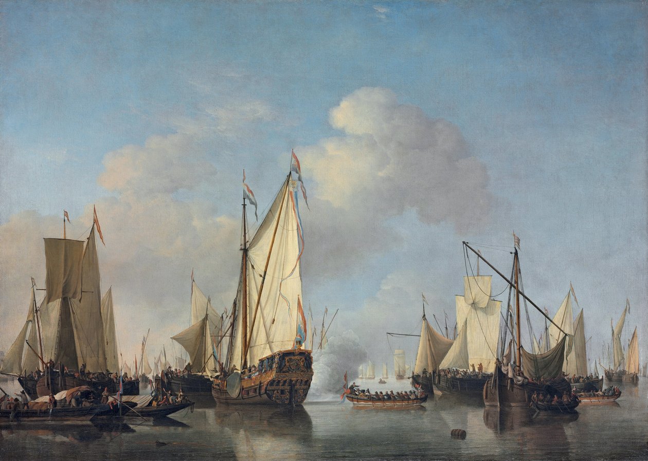 A States Yacht and Other Vessels in a Very Light Air by Willem van de Velde the Younger