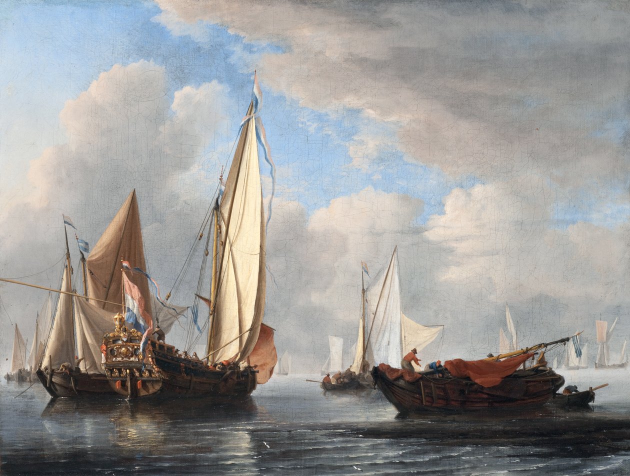 A Yacht and Other Vessels in a Calm by Willem van de Velde the Younger