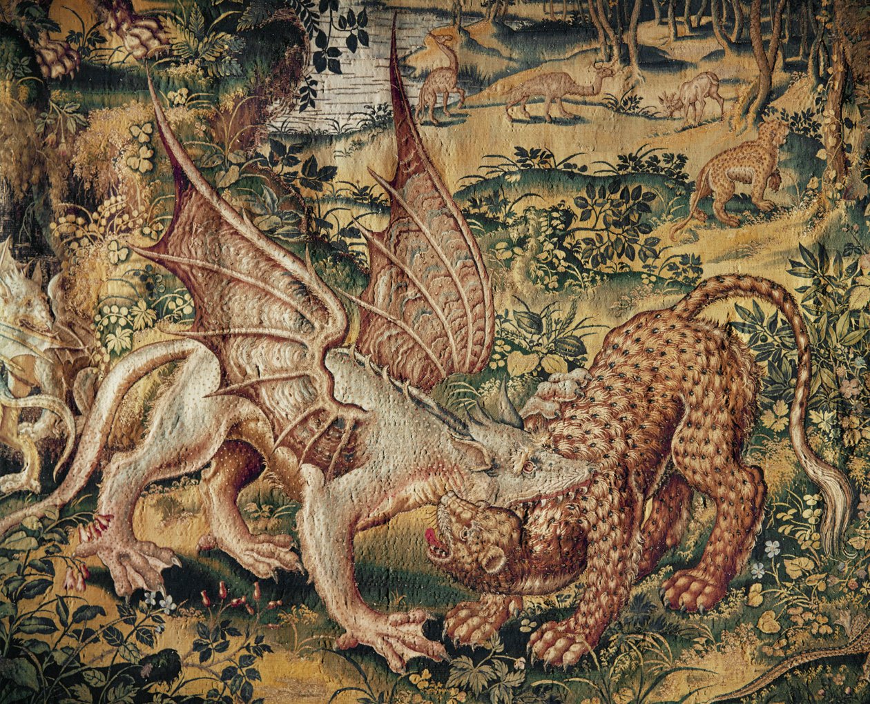 A Griffin and Panther Fighting by Willem (after) Tons