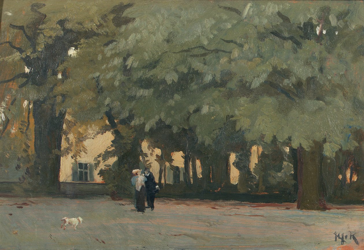 A couple in a square by Willem Adriaan van Konijnenburg