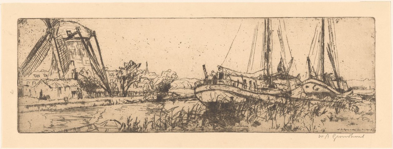 The Vliet by Willem Adrianus Grondhout (signed by artist)