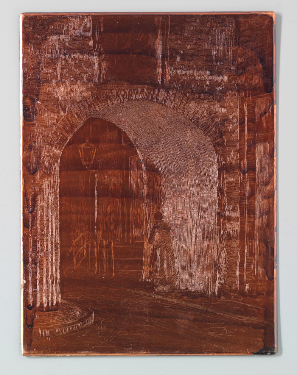 Prison Gate in The Hague before restoration by Willem Adrianus Grondhout (signed by artist)