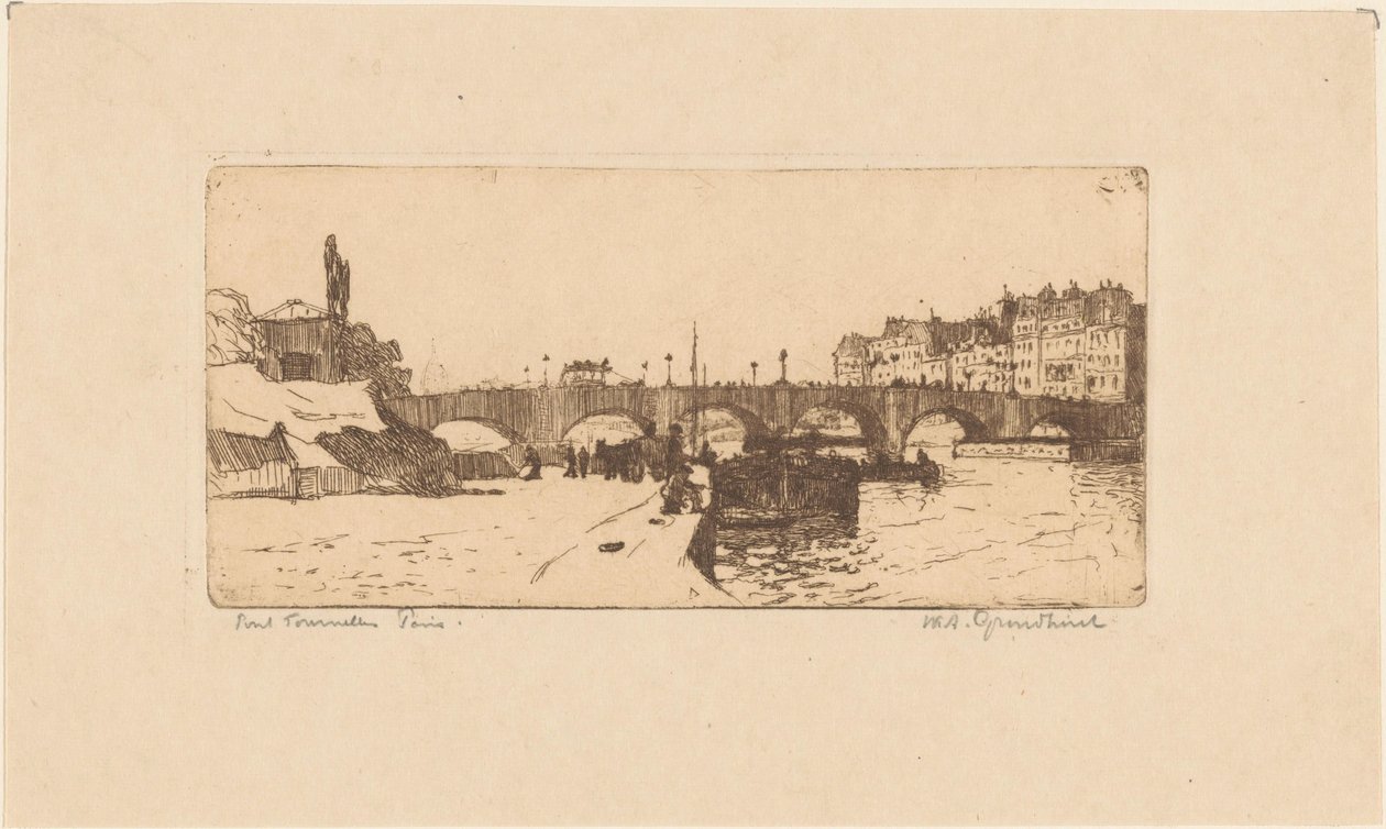 Pont de la Tournelle in Paris by Willem Adrianus Grondhout (signed by artist)