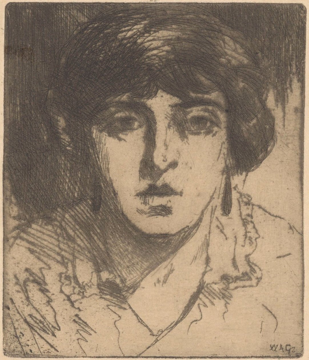 Portrait of an Unknown Woman by Willem Adrianus Grondhout (signed by artist)