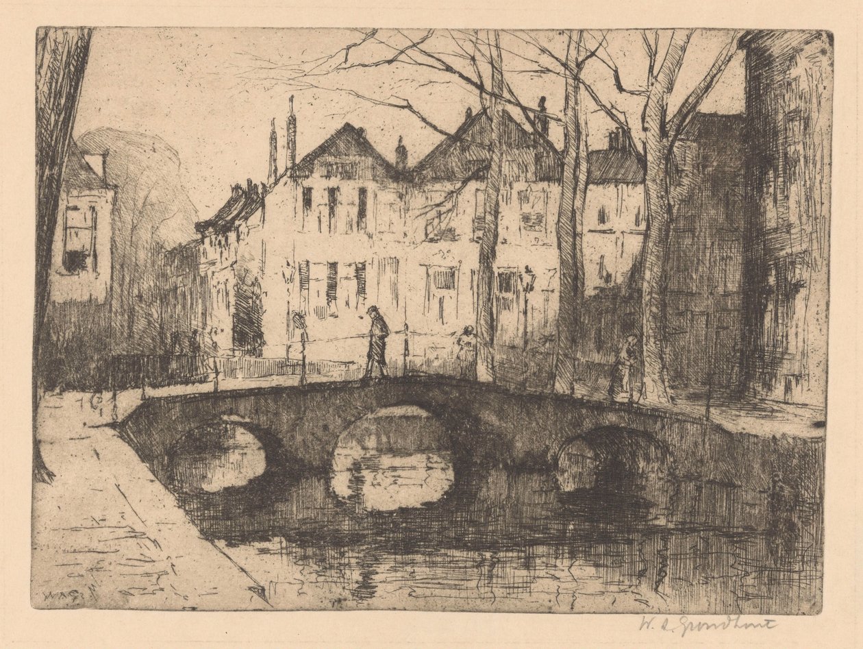 Smidswater in The Hague by Willem Adrianus Grondhout (signed by artist)
