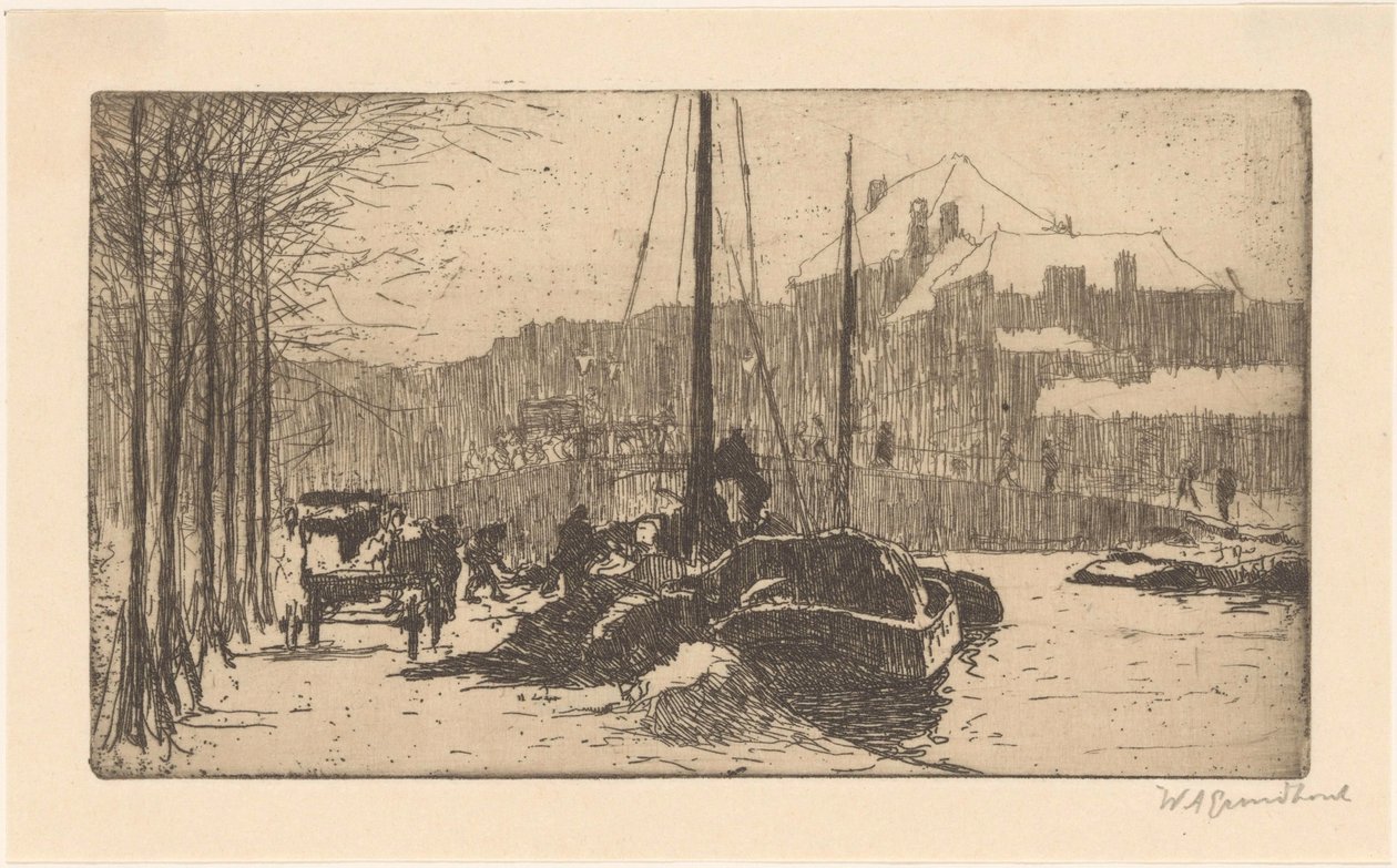 Snow in the City by Willem Adrianus Grondhout (signed by artist)