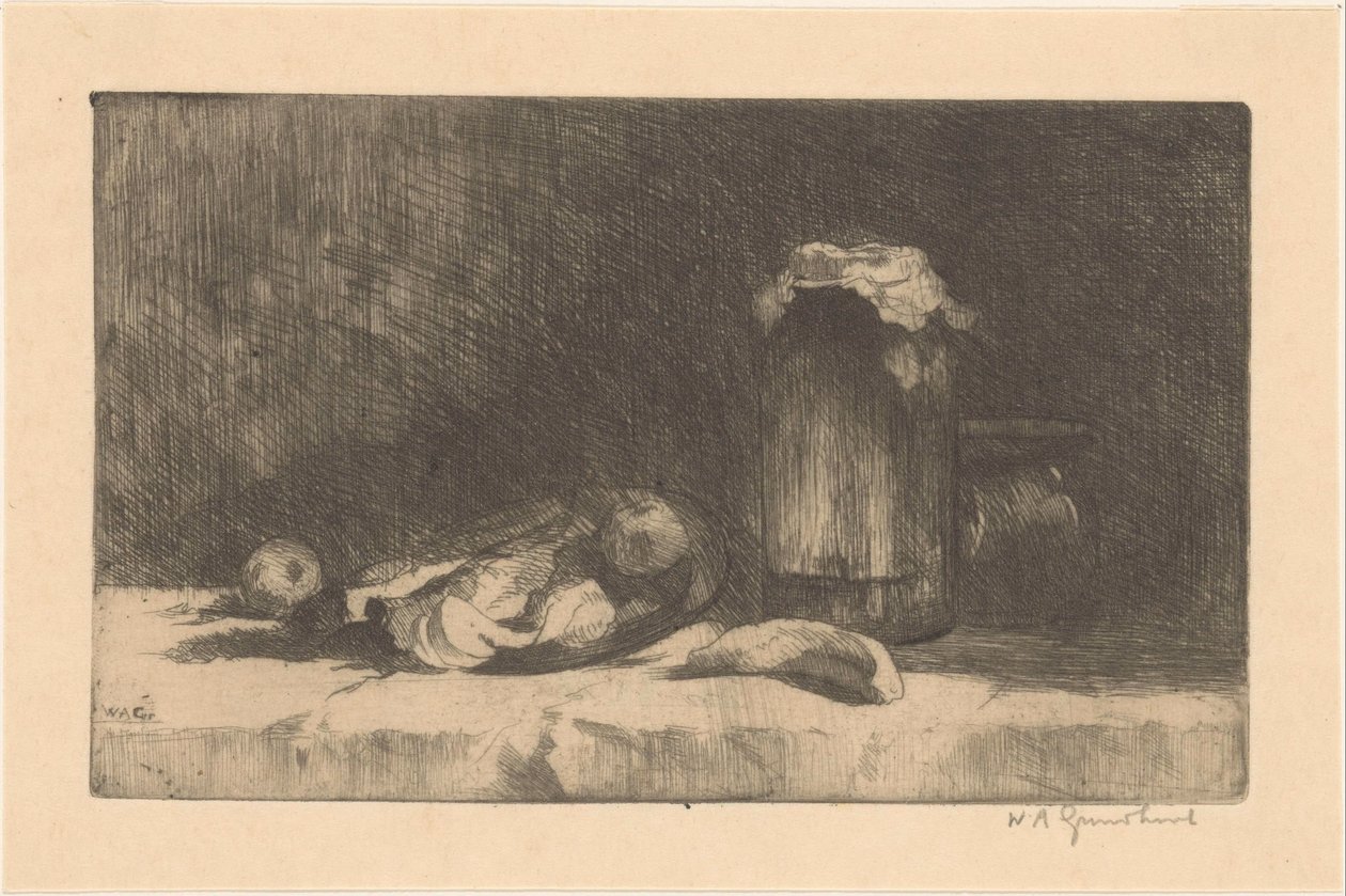 Still Life with Fruit and Preserving Jar by Willem Adrianus Grondhout (signed by artist)