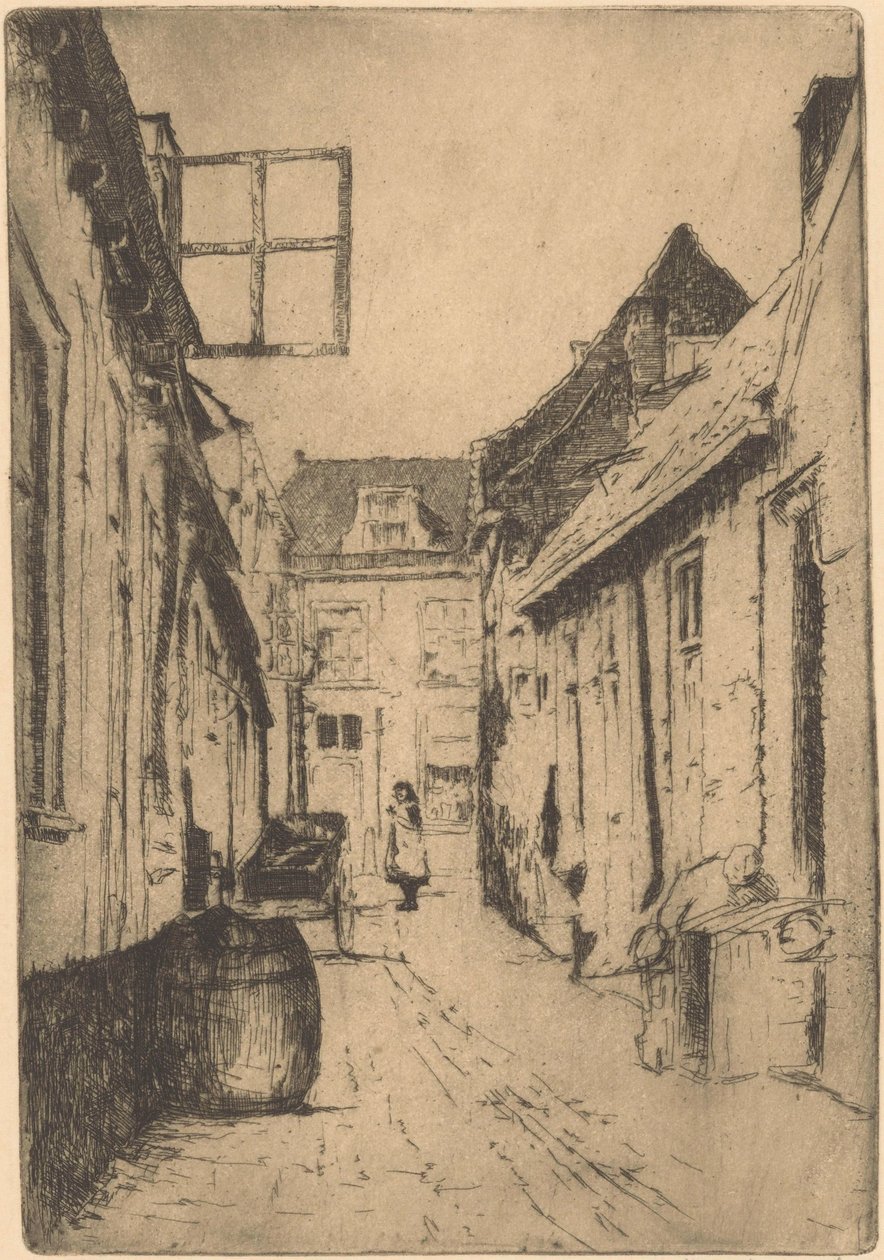 Street in Voorburg by Willem Adrianus Grondhout (signed by artist)