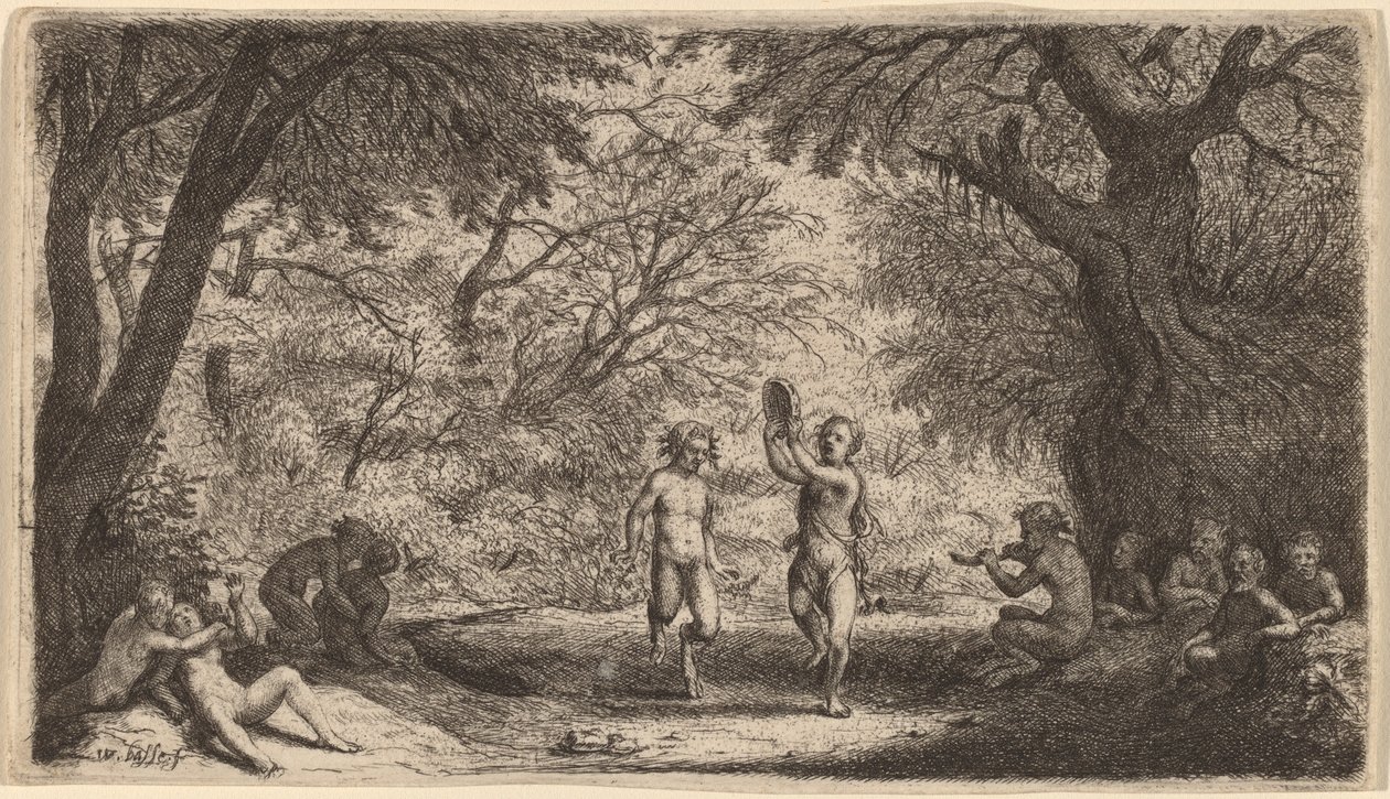 Bacchanal with a Dancing Couple in the Center by Willem Basse