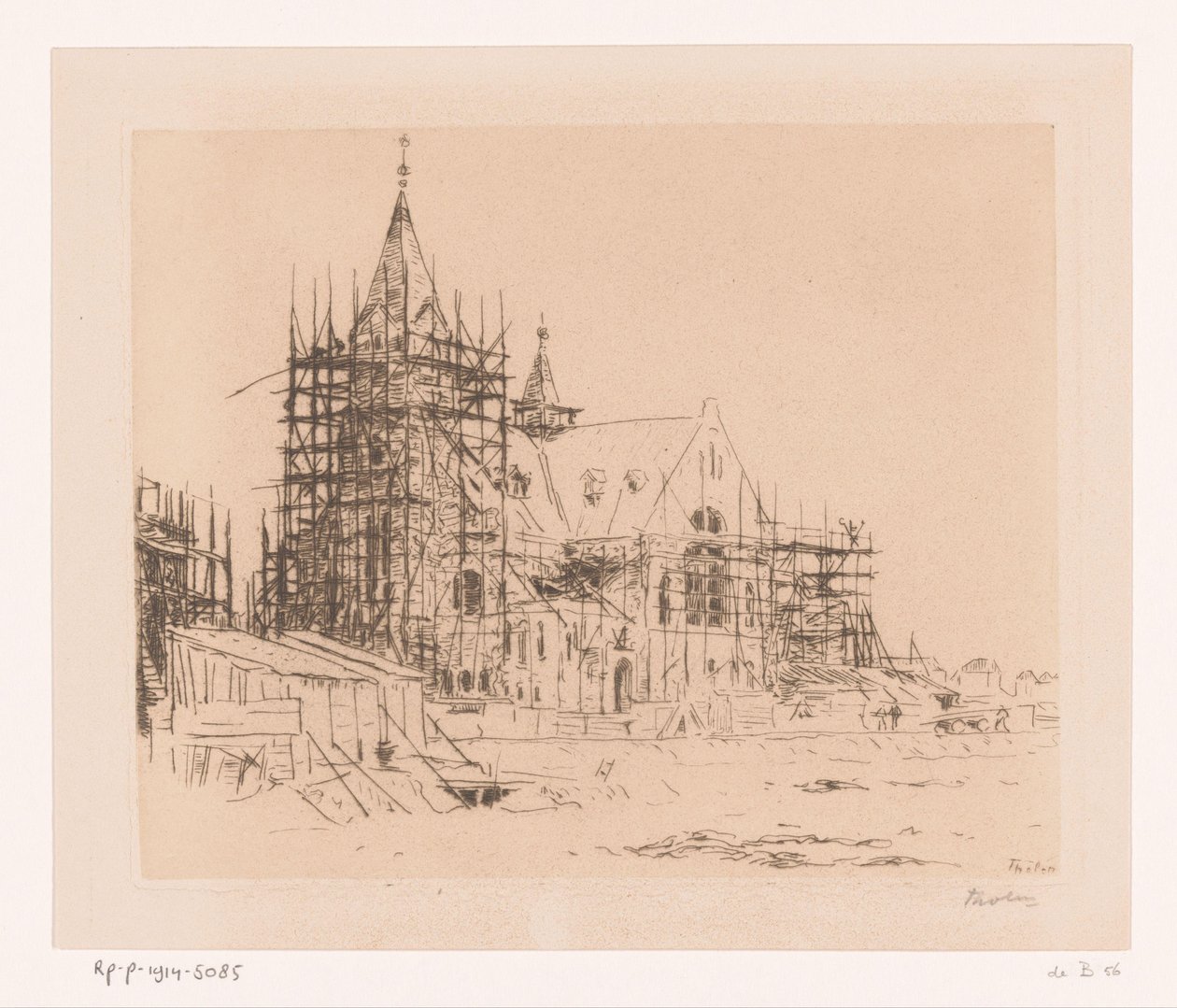 Church Under Construction by Willem Bastiaan Tholen (signed by artist)