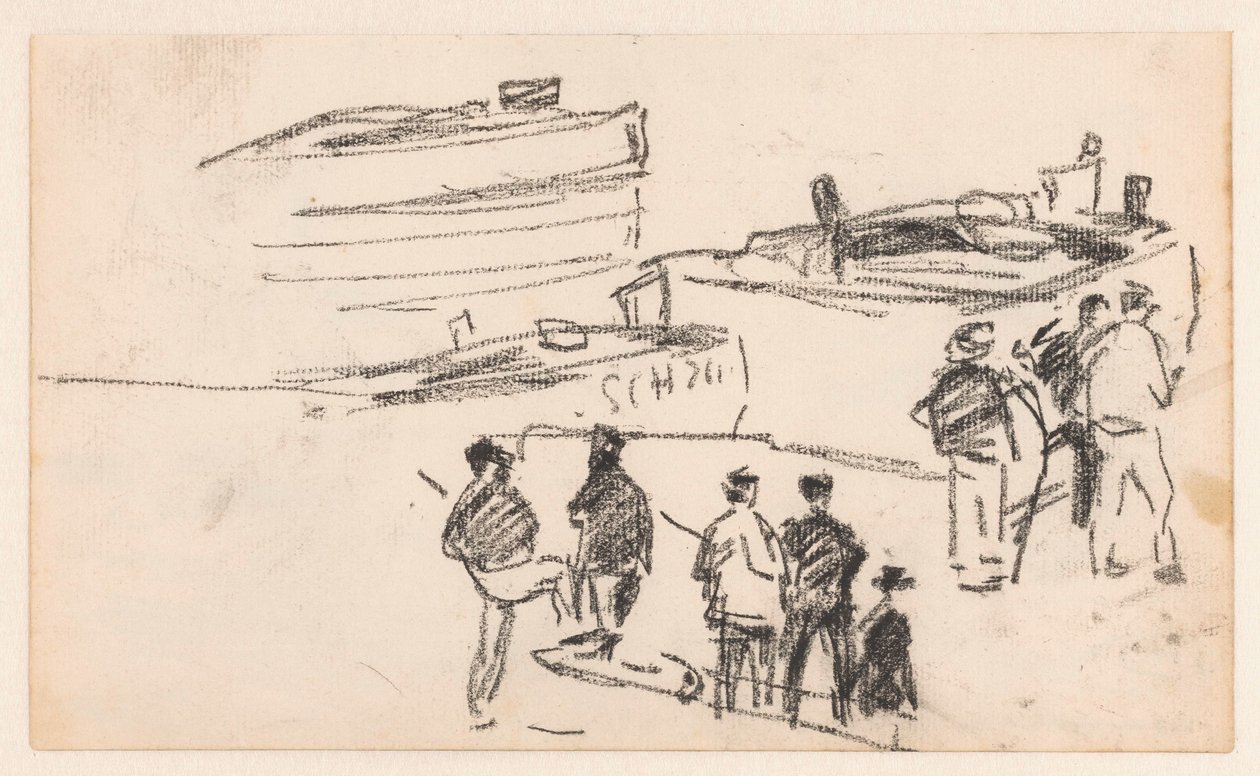 Sailors Ashore with Ships in the Background by Willem Bastiaan Tholen