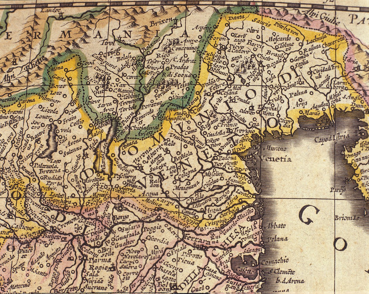 Map of the Veneto Region, Italy by Willem Blaeu