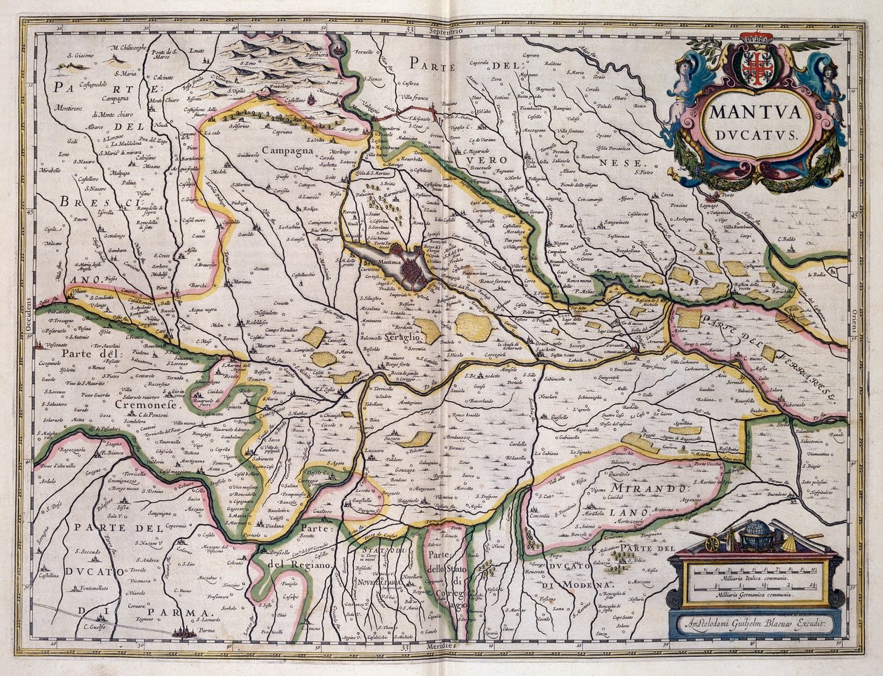Duchy of Mantua, map by Willem Blaeu, Italy by Willem Blaeu