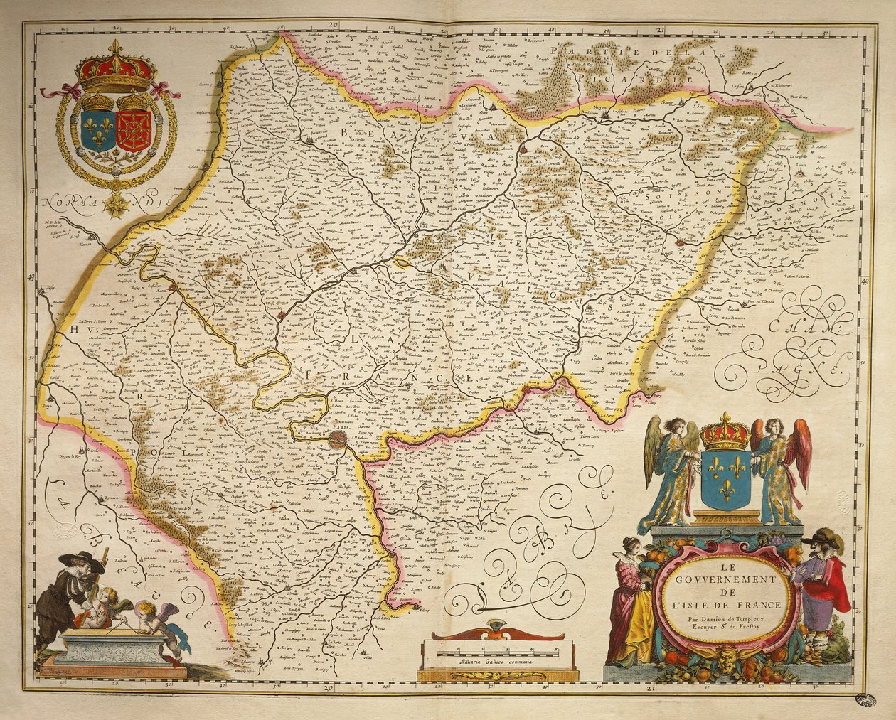 Ile-de-France, Isle of France from Theatrum Orbis Terrarum by Willem Bleau, Amsterdam by Willem Blaeu