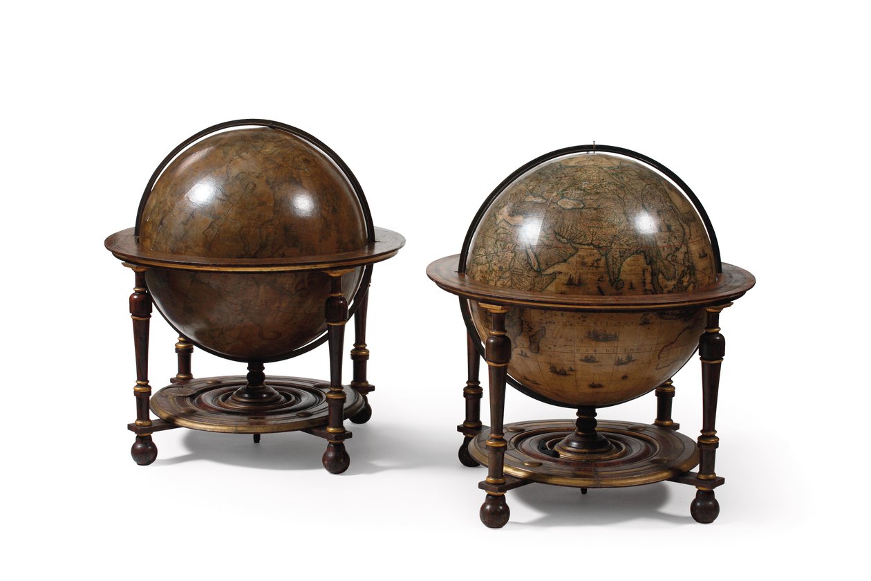 Large Pair of Library Globes, the Terrestrial and the Celestial by Willem Blaeu