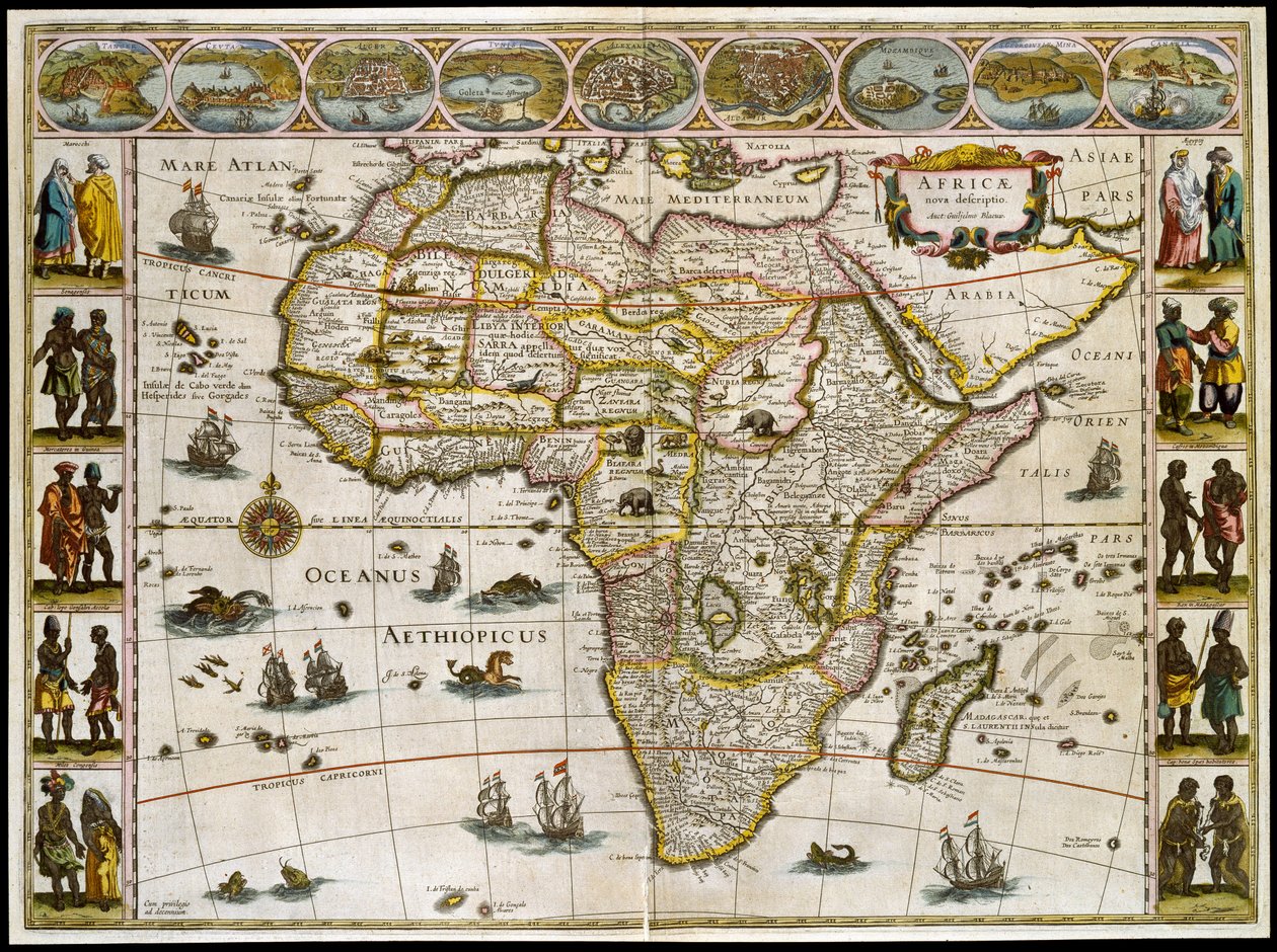 Map of Africa. Plate from an Atlas by Willem Janszoon Blaeu by Willem Blaeu