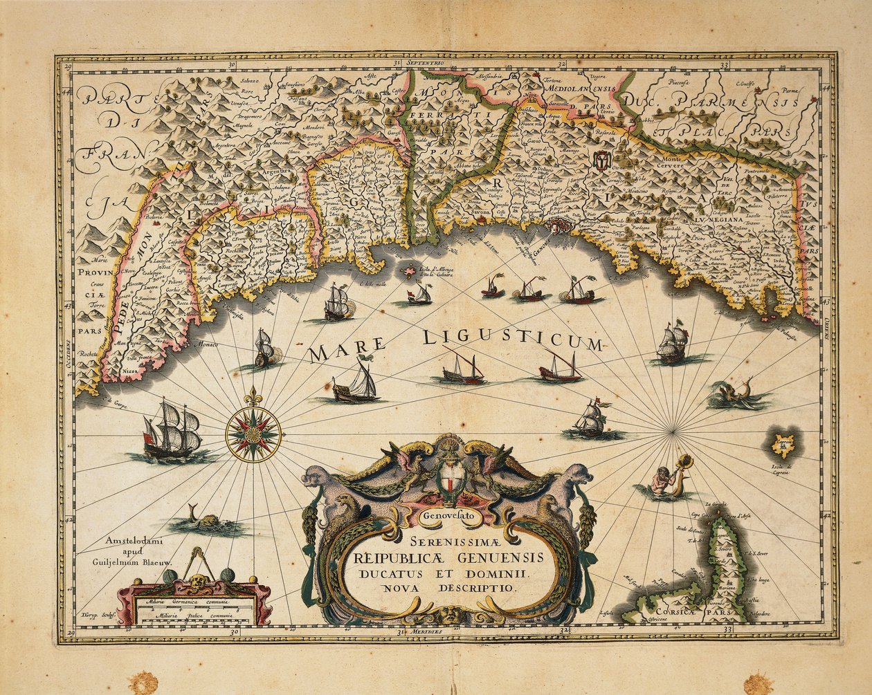 Map of Duchy of Monferrato, Engraving from Regionum Italiae by Willem Blaeu