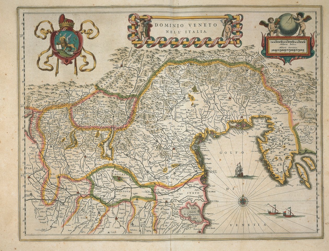 Map of Venetian Domain, from Regionum Italiae by Willem Blaeu, Engraving by Willem Blaeu