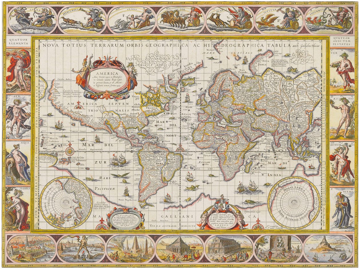 New Geographical and Hydrographical Map of the Entire World by Willem Blaeu