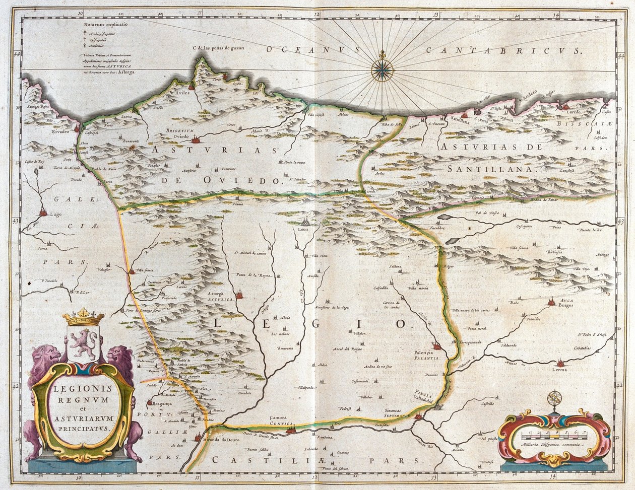 Spanish Province Asturias, Castile and León, including the towns of Oviedo, Leon, Santander, Valladolid, in 
