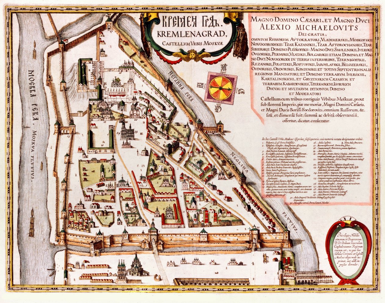 The Moscow Kremlin Map of the 16th century (Castellum Urbis Moskvae) by Willem Blaeu