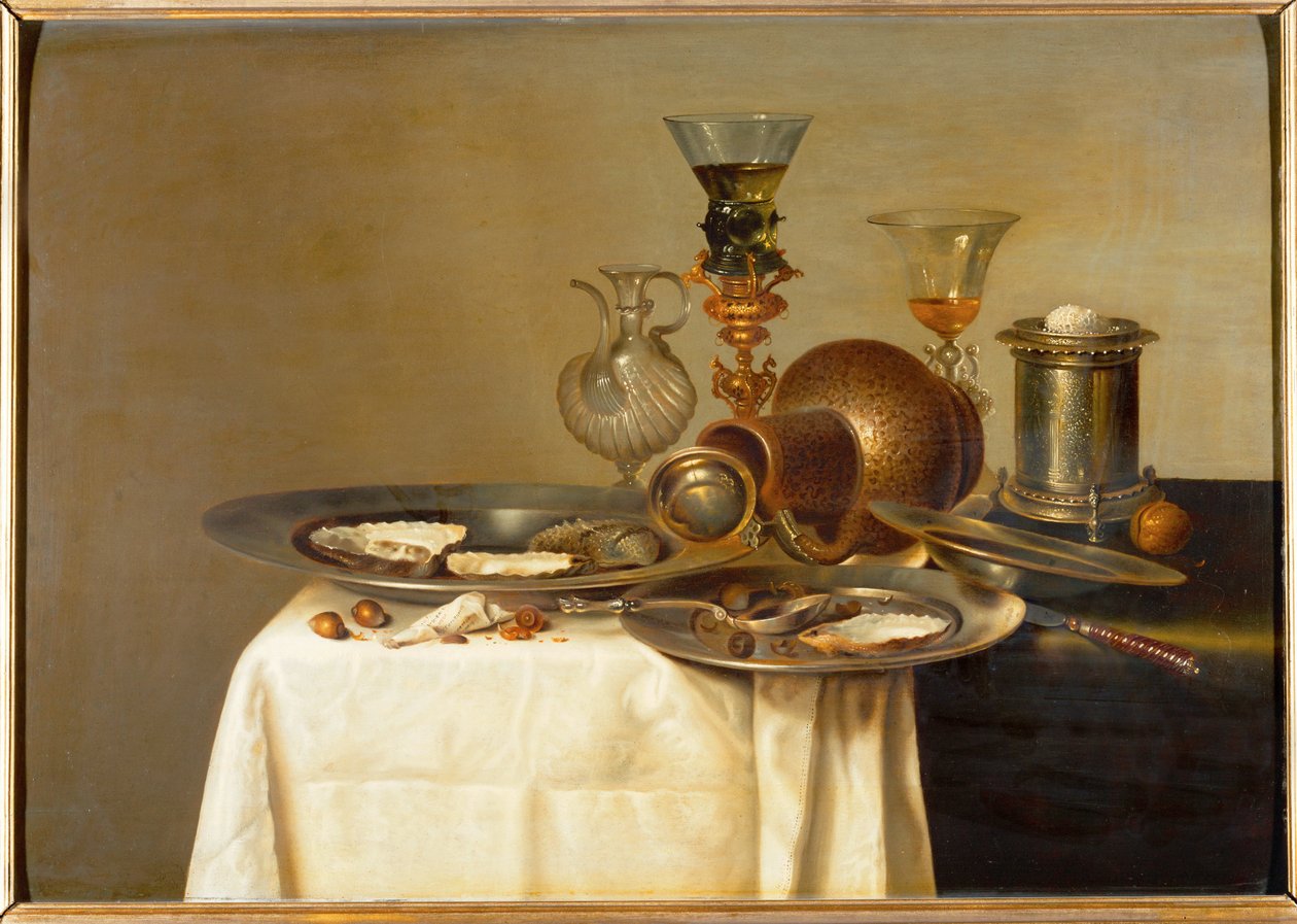 Goblets and oysters by Willem Claesz. Heda