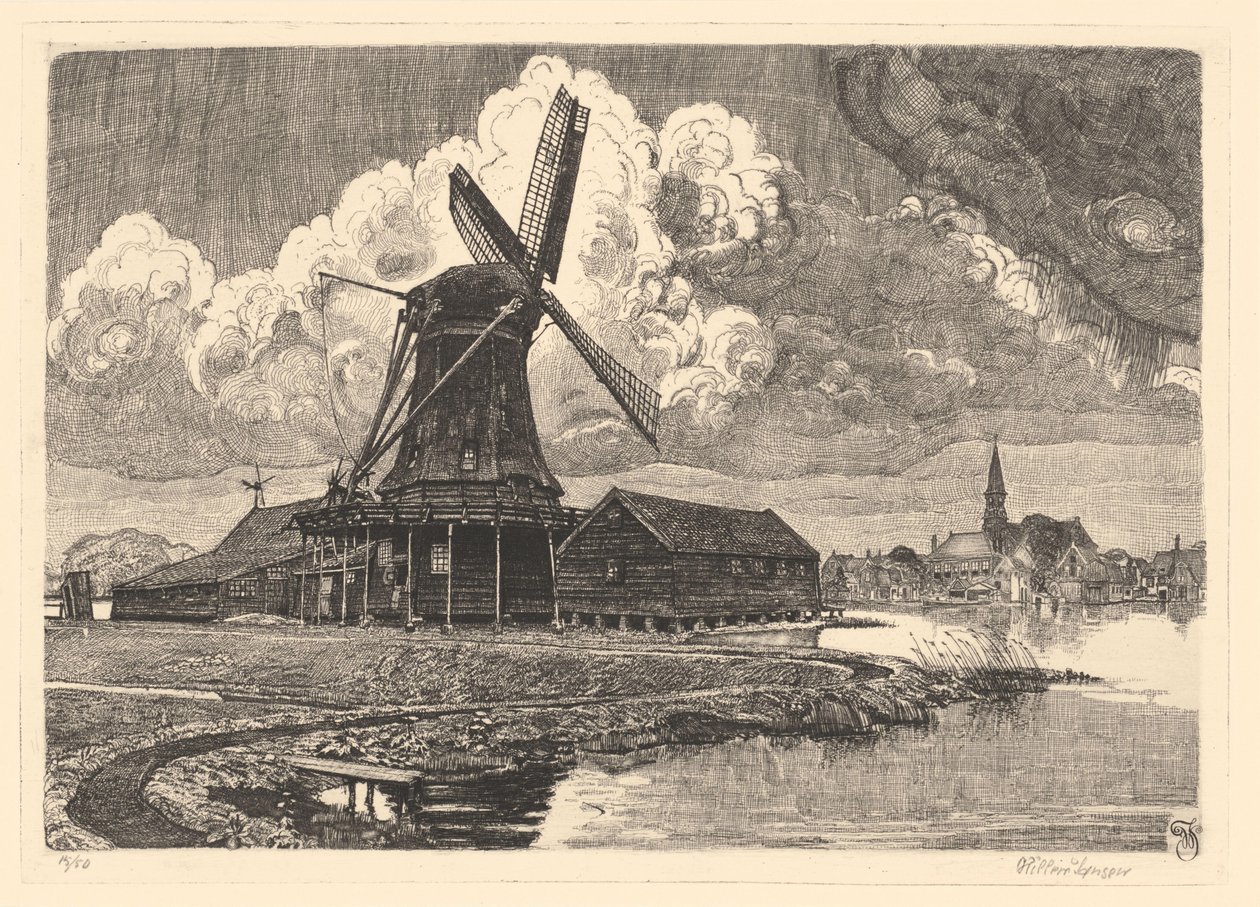 Mill de Bonte Hen by Willem Jansen (graveur) (signed by artist)