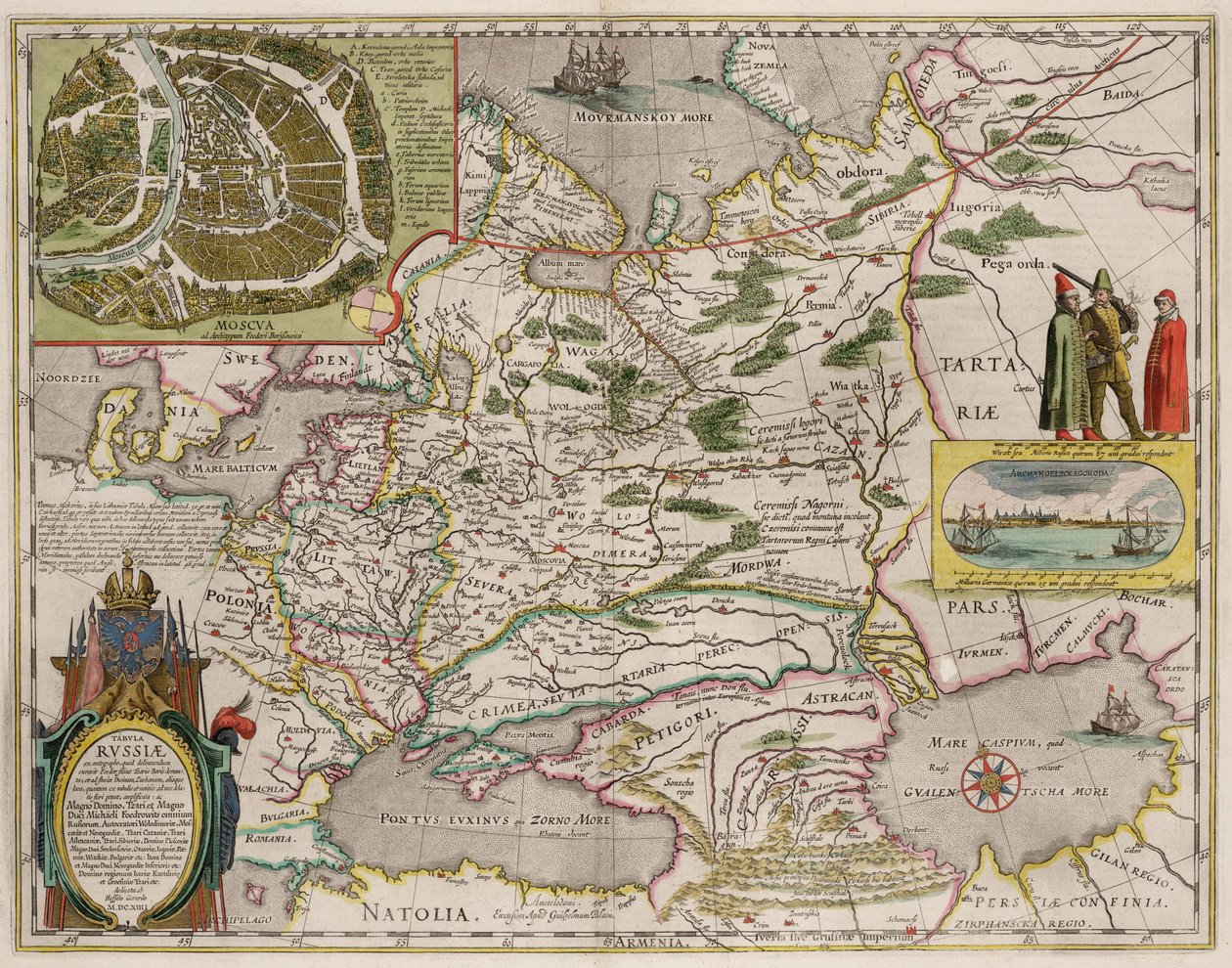 Map of Russia and Moscow From: Theatrum Orbis Terrarum..., 1645 by Willem Janszoon Blaeu