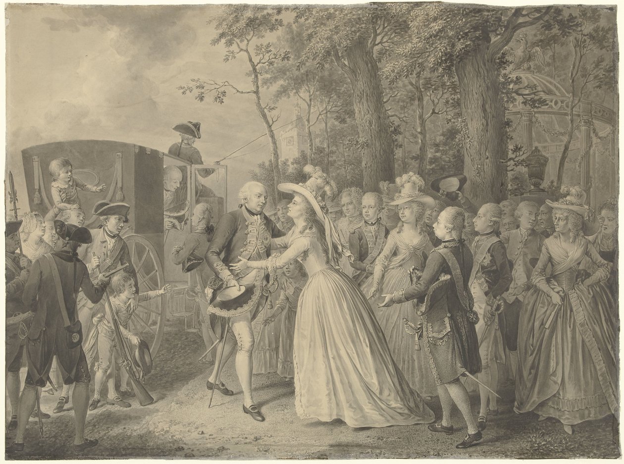 Meeting of Princess Wilhelmina with her Brother King Frederick III of Prussia in Cleves, 1788 by Willem Joseph Laquy