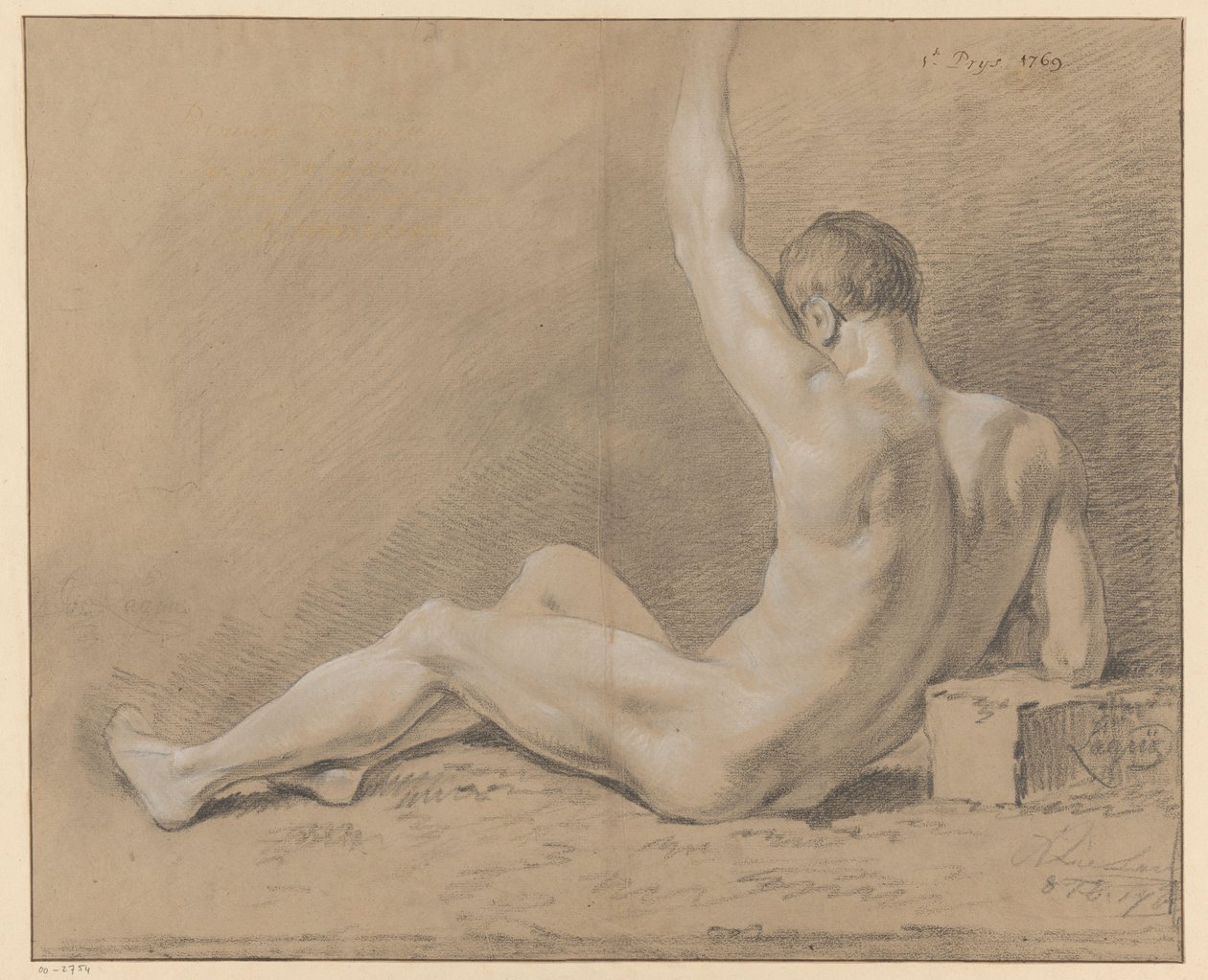Seated Male Nude, Seen from the Back (1st Prize 1769) by Willem Joseph Laquy