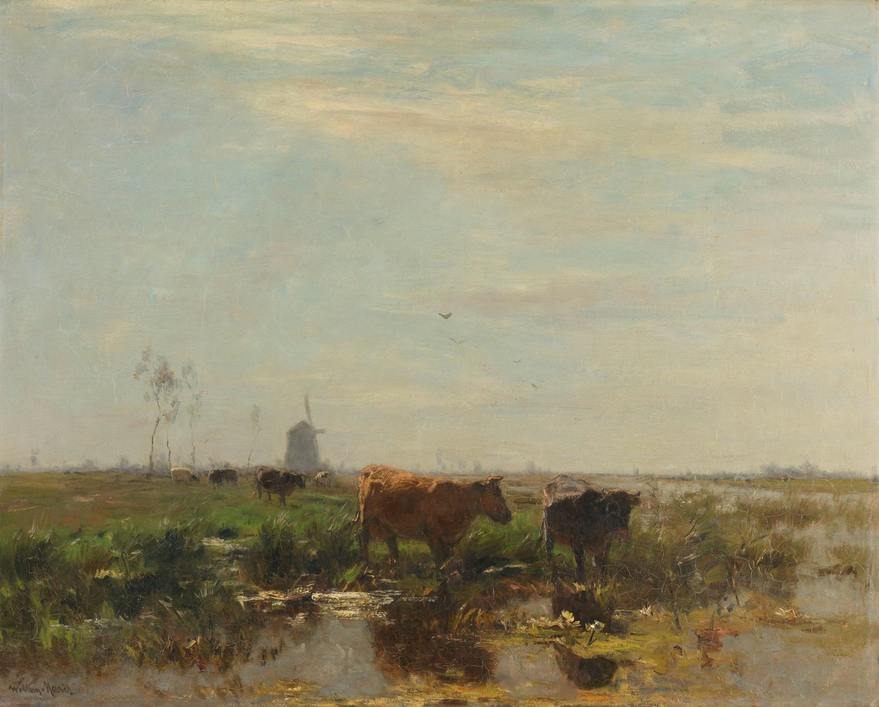 Meadow with Cows by the Water by Willem Maris