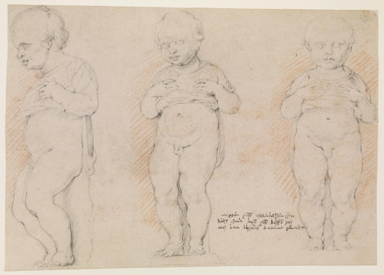 Small Boy. Three Studies after an Antique Sculpture; Left Side View, Front View Half Turned to the Left, and Front View by Willem Panneels