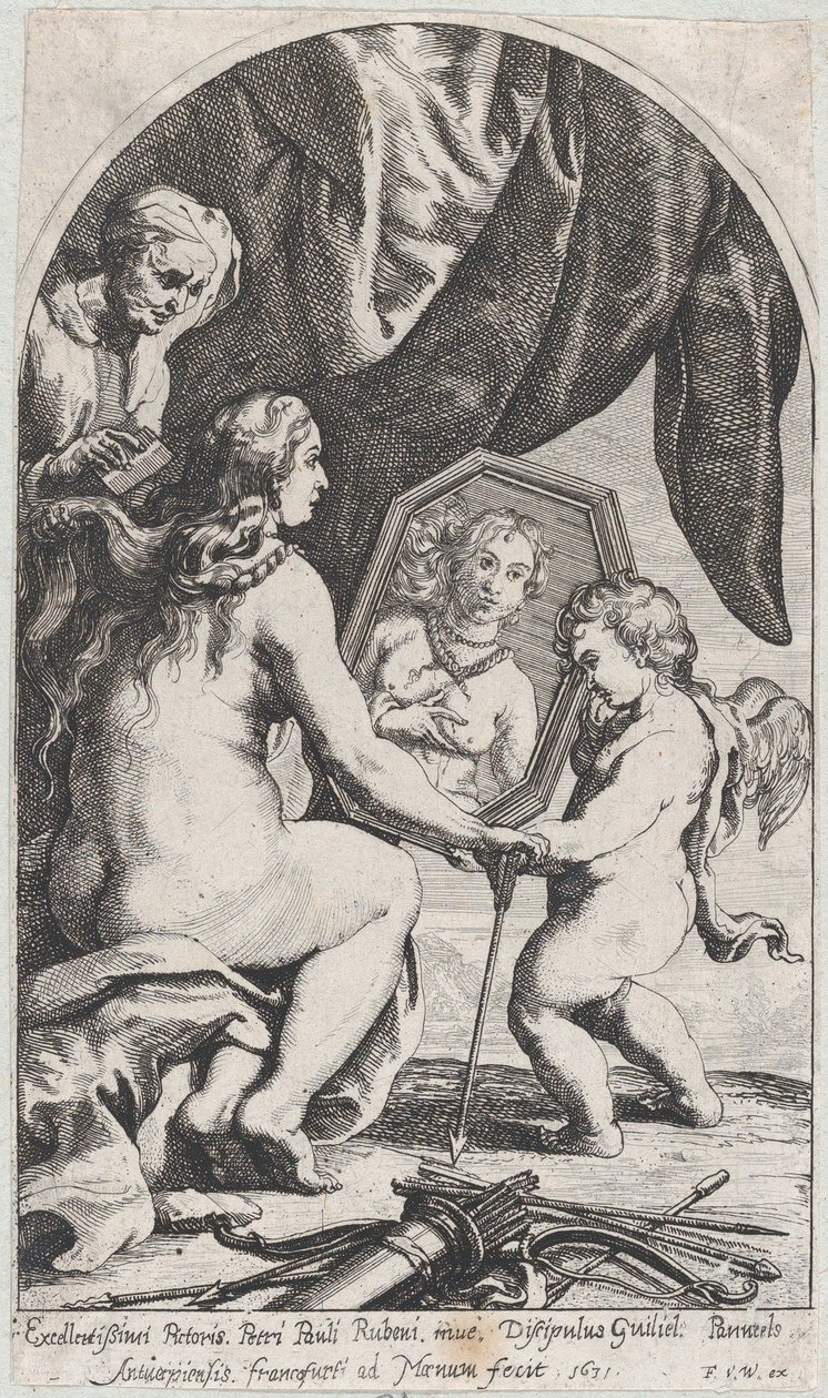 Venus Before a Mirror Held by Cupid While Her Hair is Combed by an Old Woman, 1631 by Willem Panneels