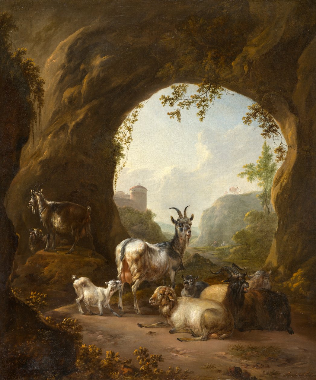 Goats and Sheep in a Grotto by Willem Pietersz Buytewech