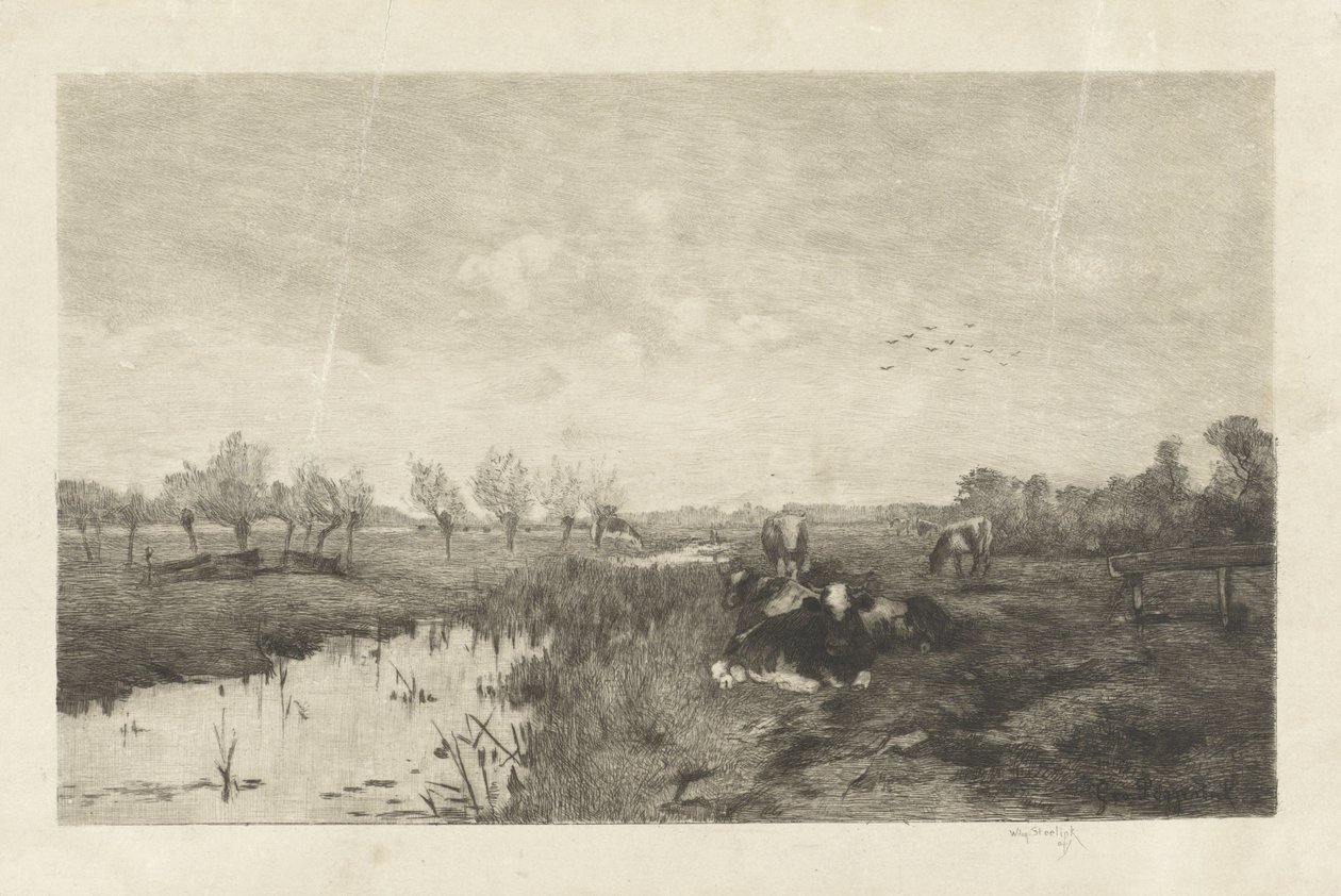 Polder Landscape with Cows by Willem Steelink (II)