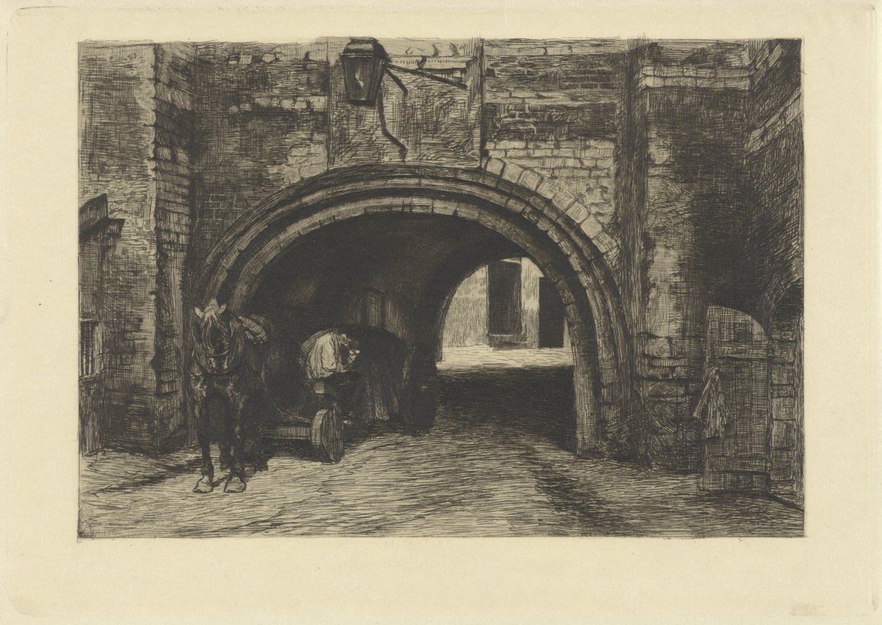 Vehicle with Horse under an Old Gate by Willem Steelink (II)