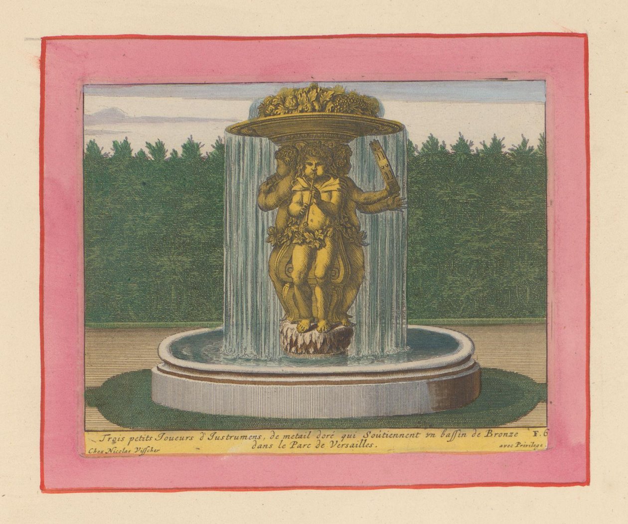 Fountain with a Statue of Three Musicians Holding a Bowl Above Their Heads by Willem Swidde