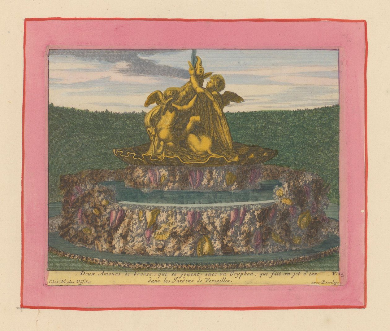 Fountain with Two Putti Playing with a Griffin by Willem Swidde