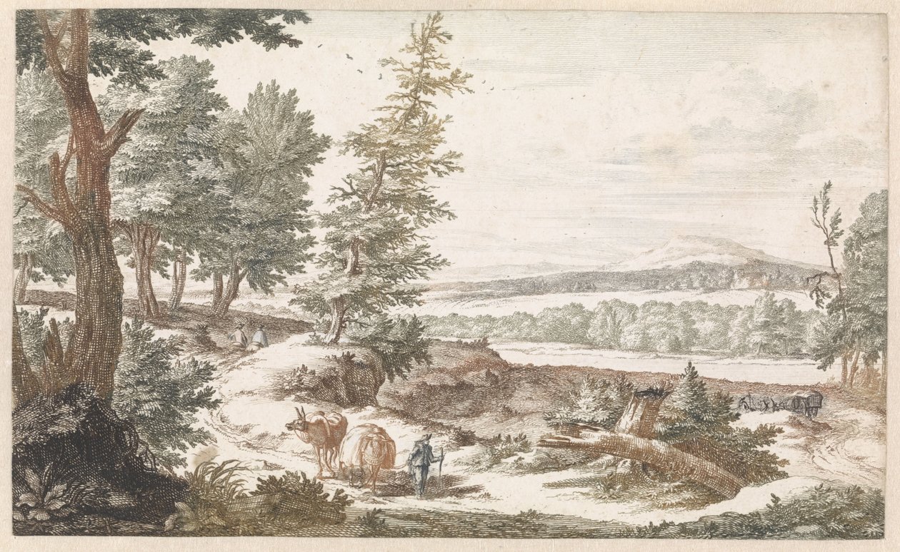 Landscape with Donkeys on a Road by Willem Swidde