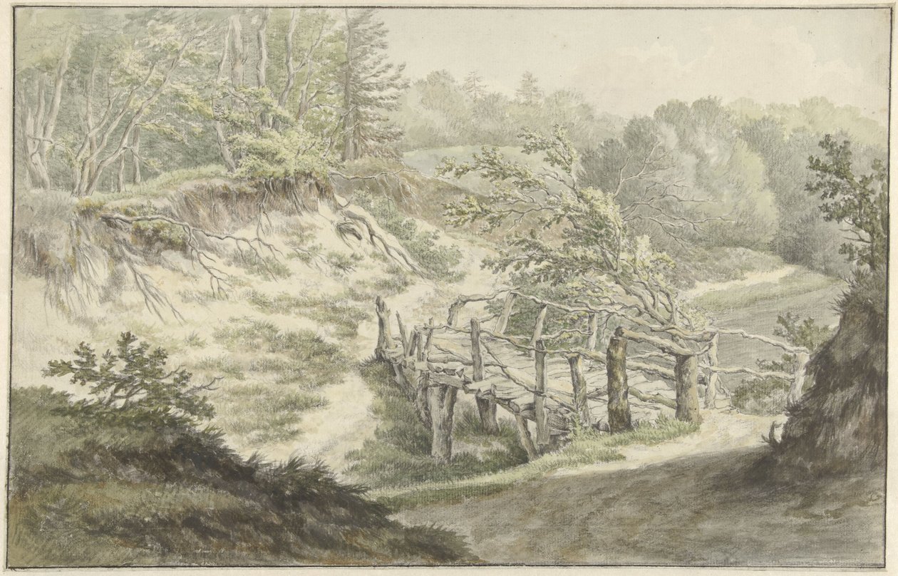 Dune Landscape with Wooden Bridge by Willem Uppink