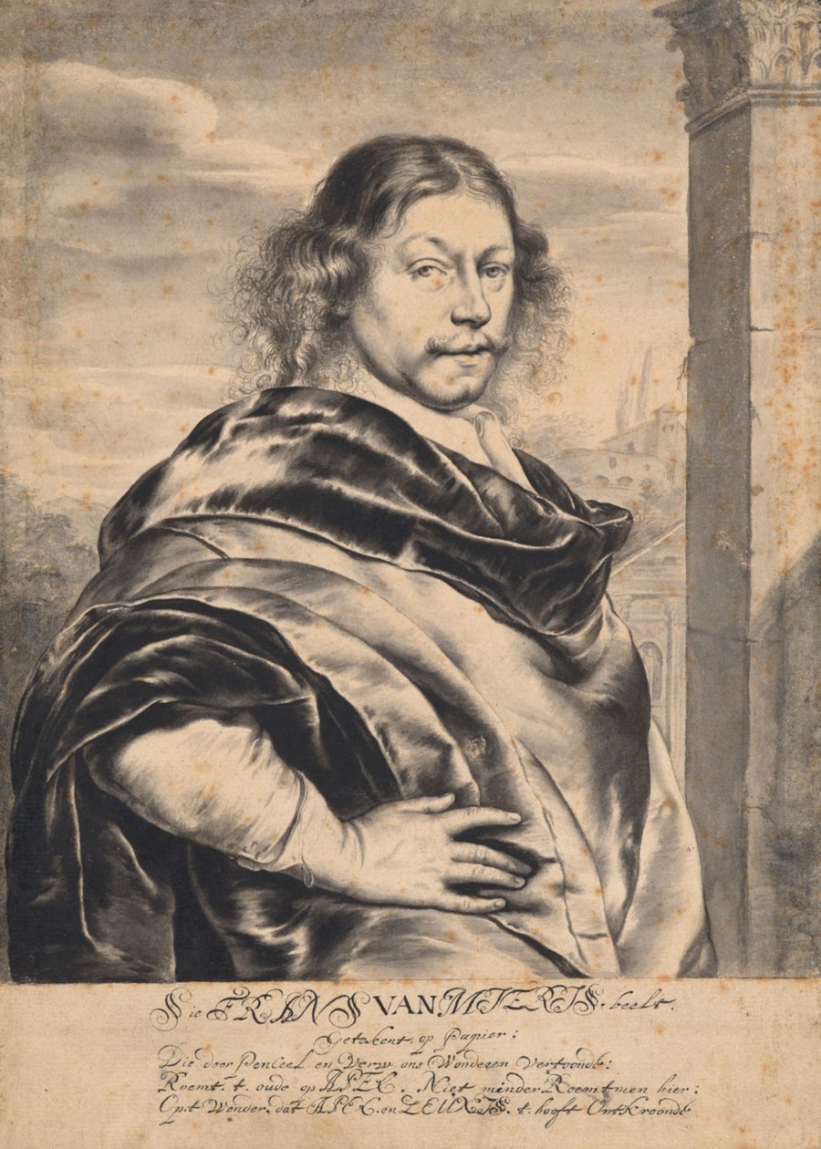 Portrait of Frans van Mieris the Elder, after a drawing by Frans van Mieris the Elder by Willem Van Mieris