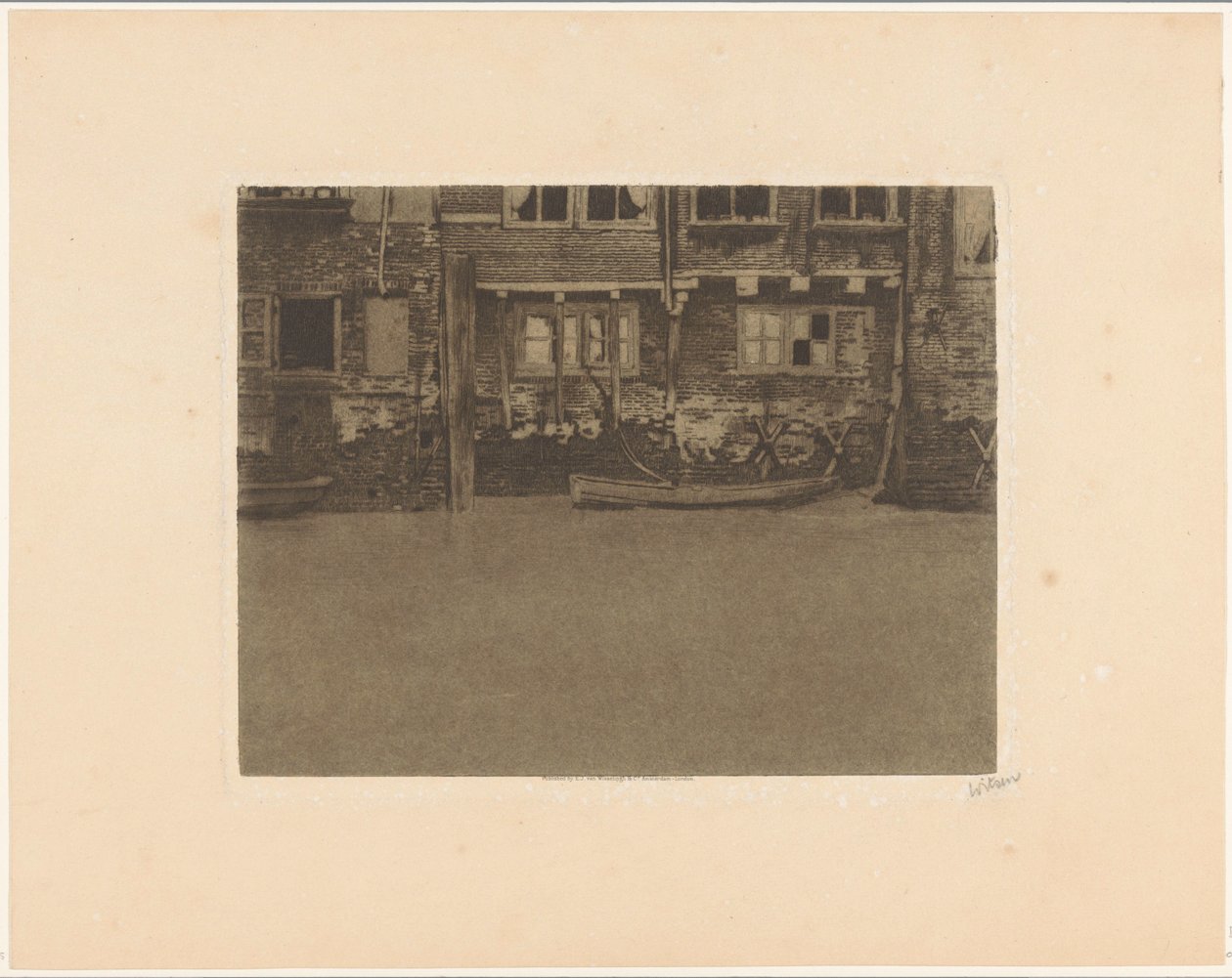 Rear Facades of Voorstraat 463, 461, and 459 in Dordrecht by Willem Witsen (signed by artist)