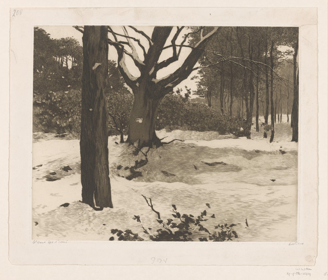 Snowy Forest Landscape in Ede by Willem Witsen (signed by artist)