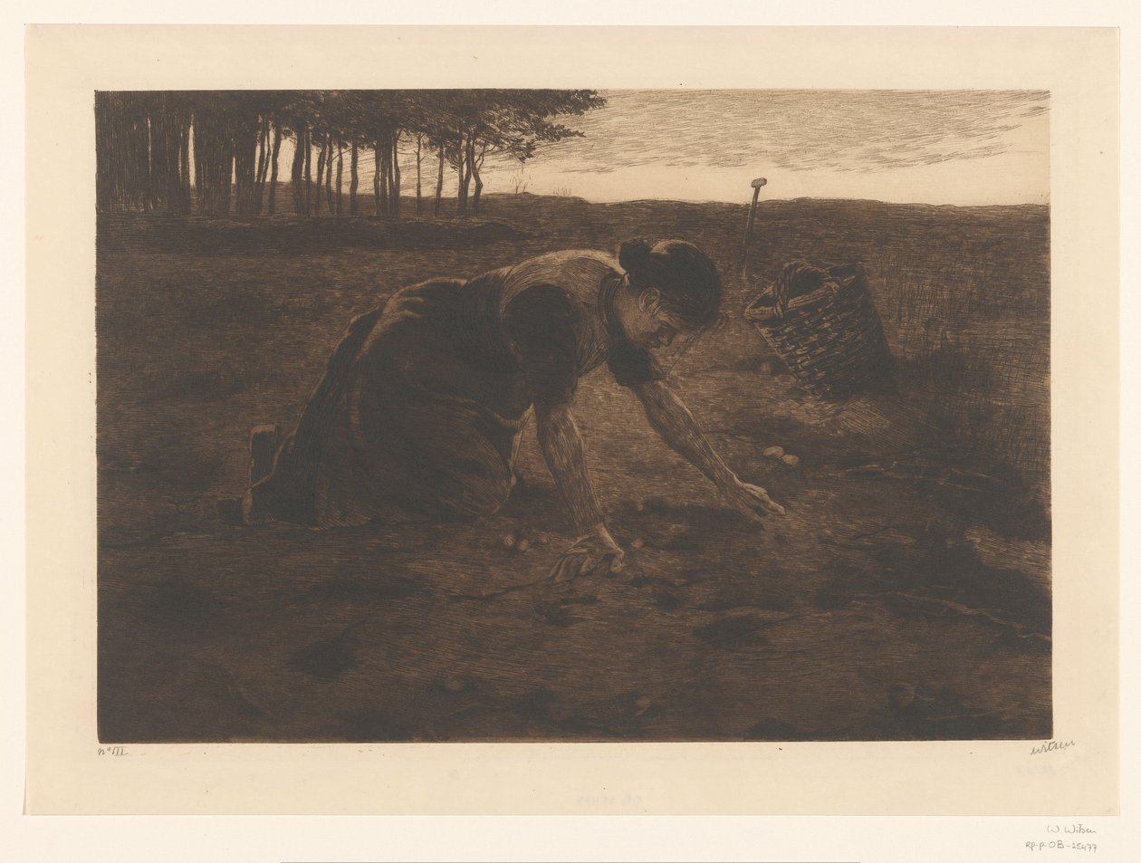 Kneeling Potato Digger by Willem Witsen (signed by artist)