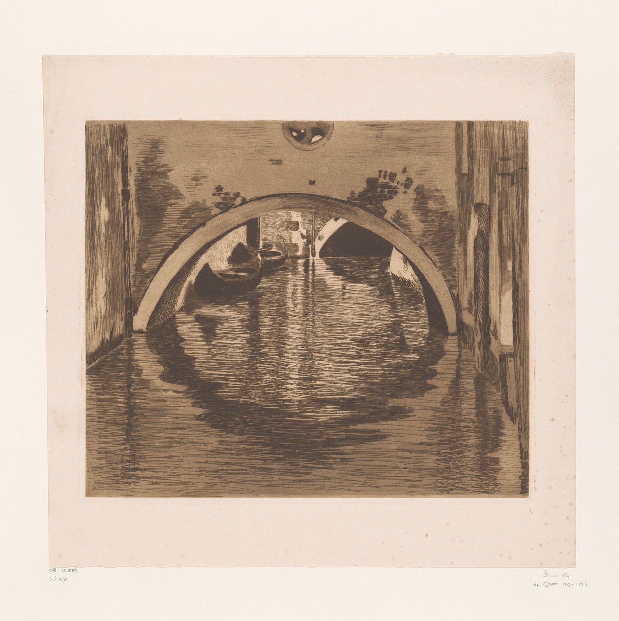View Under a Bridge with Two Rowboats by Willem Witsen (signed by artist)
