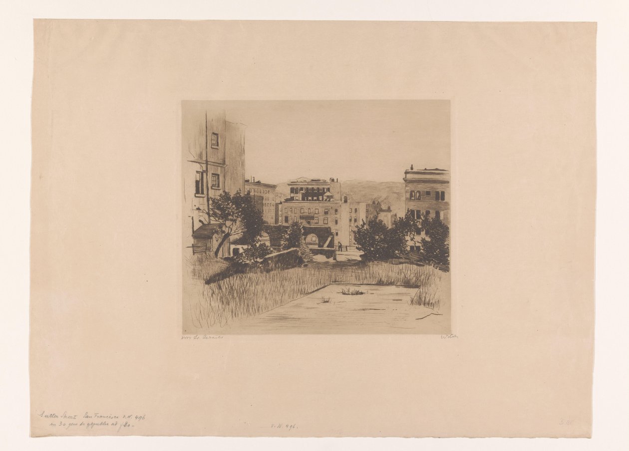View of Sutter Street in San Francisco by Willem Witsen (signed by artist)