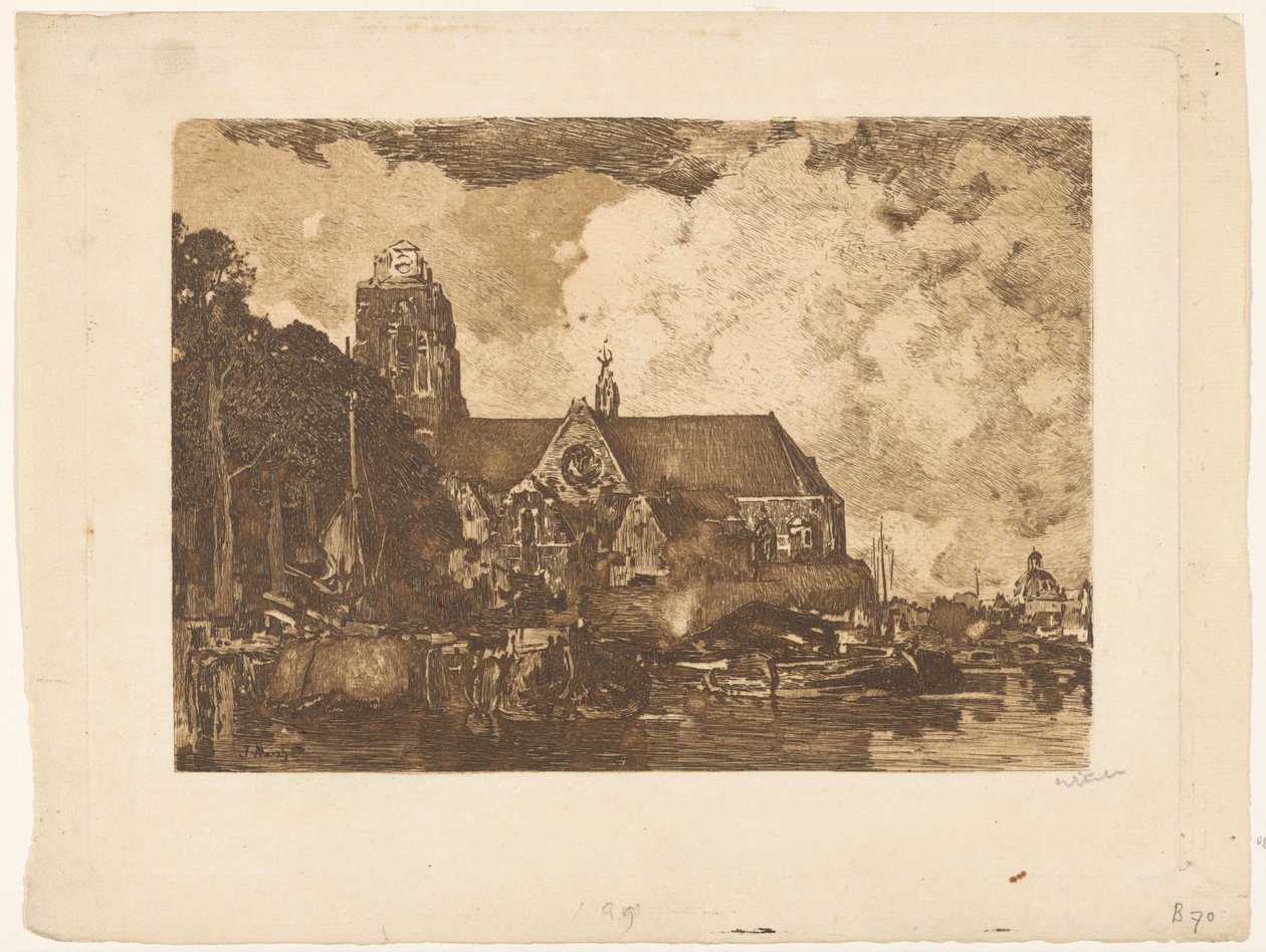 View of the Great Church in Dordrecht by Willem Witsen (signed by artist)