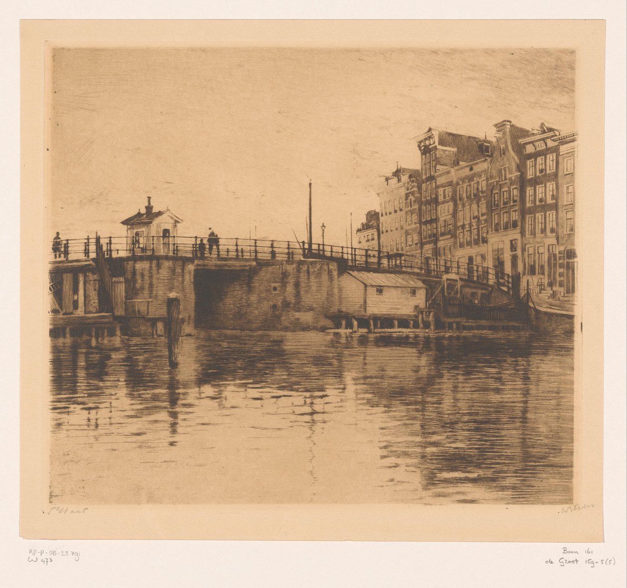 View of the Kraansluis in Amsterdam by Willem Witsen (signed by artist)